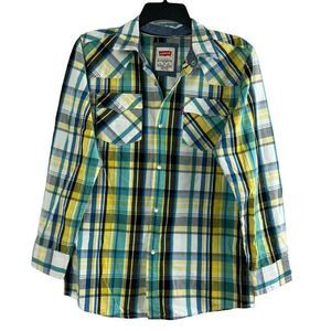 Levi's boys plaid button up long sleeve shirt size L